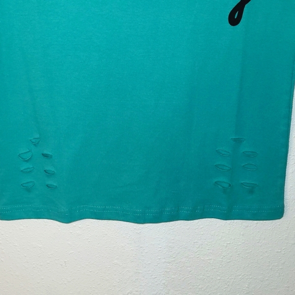 Women's "NOPE Not Today" Black Graphic Distressed T-shirt Color Green Small NWOT - Picture 3 of 8